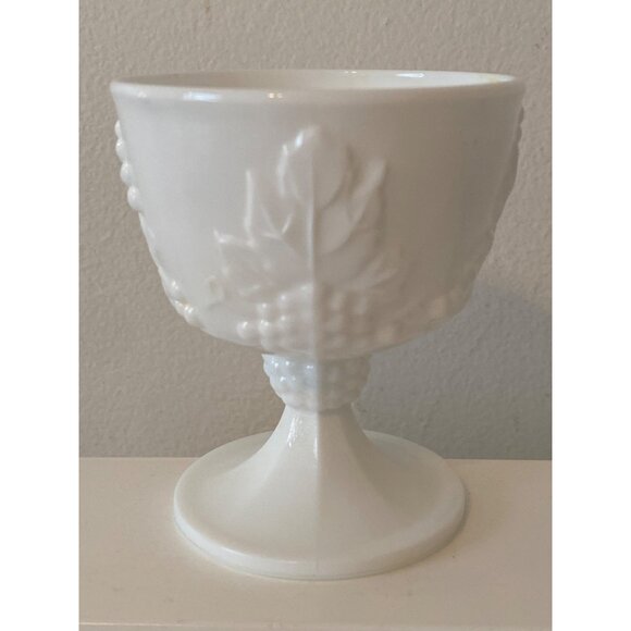 Milk Glass  Dessert Cup Grapes Leaves Replacement Vintage - Picture 7 of 10